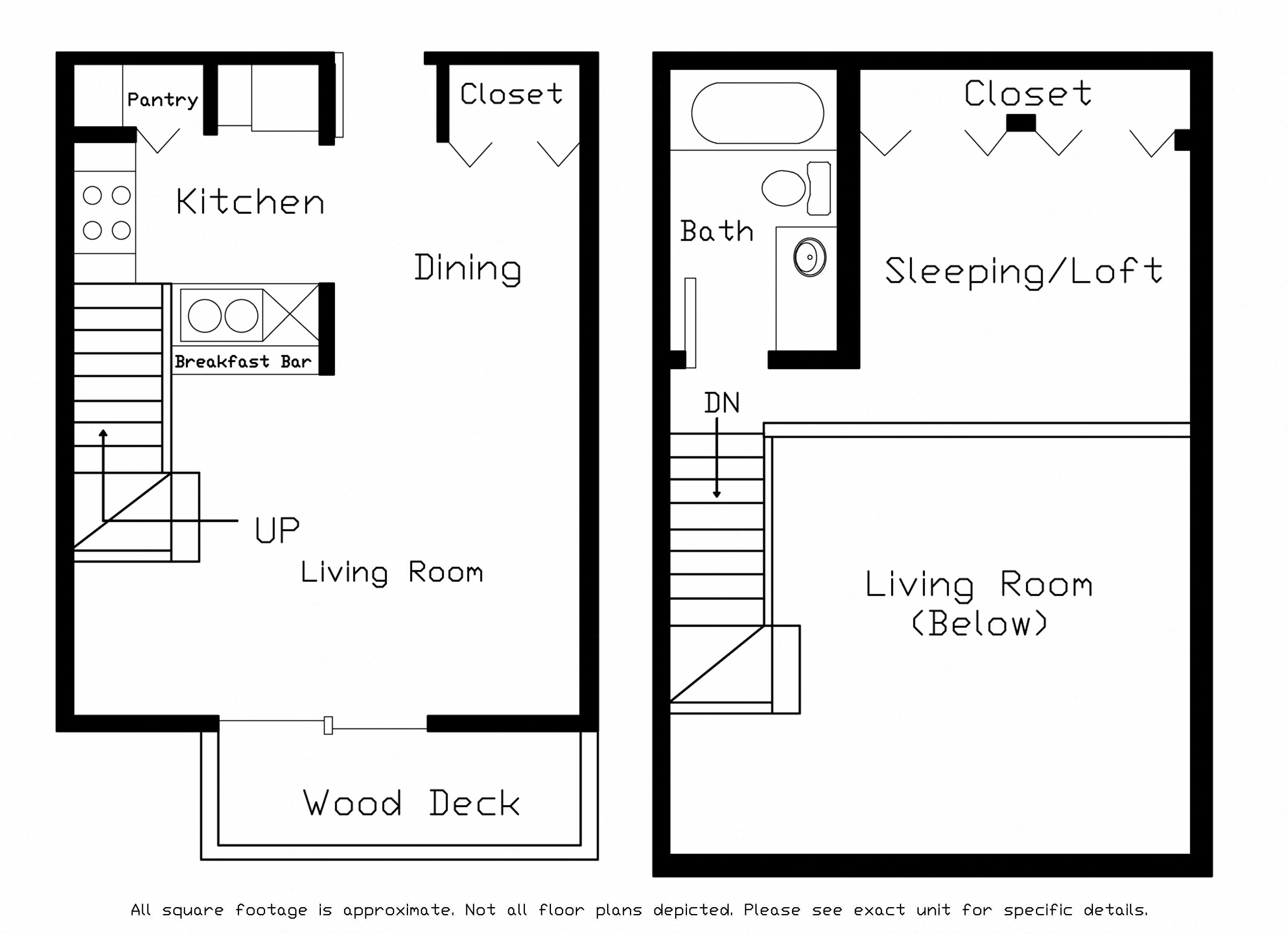 Floor plan for 1 bed, 1 bath, 680 sqft